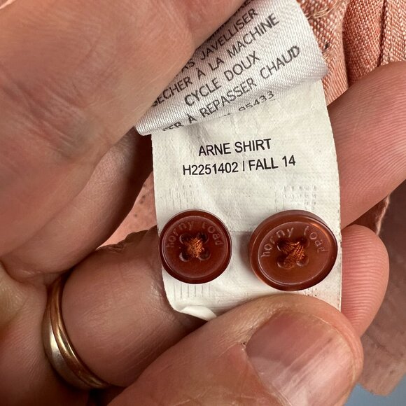 Horny Toad Organic Cotton Mens Button Up Long Sleeve Arne Shirt Size XL Peach - Picture 4 of 9